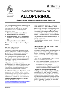 Allopurinol - Support, Management Information & Educational Services