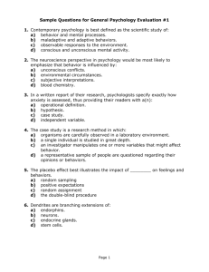 Sample Questions for General Psychology Evaluation #1 1