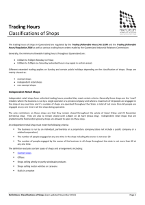 Definition of Classification of Shops