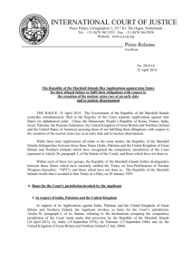 The Republic of the Marshall Islands Files Applications against Nine