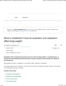 What is metabolism? How do anabolism and catabolism affect body