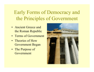 Early Forms of Democracy and the Principles of Government
