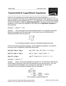 Exponential & Log Equations - VCC Library