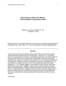 Who Prefers to Work with Whom? Trait Activation in Classroom Teams