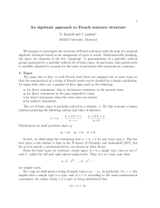 An algebraic approach to French sentence structure