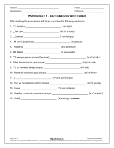 worksheet 1 - expressions with tener
