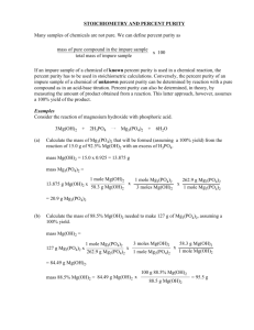 STOICHIOMETRY AND PERCENT PURITY Many samples of