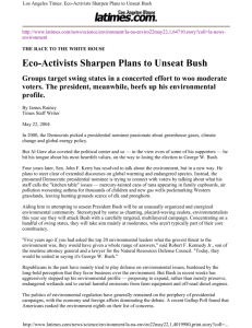 Eco-Activists Sharpen Plans to Unseat Bush
