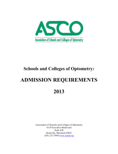 Schools and Colleges of Optometry: Admission Requirements