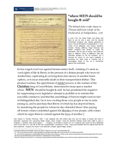 The anti-slavery clause in Jefferson's draft of the