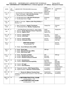 MCB 2010L MICROBIOLOGY LABORATORY SCHEDULE Spring