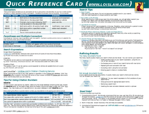 QUICK REFERENCE CARD (WWW.LOISLAW.COM)