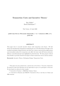 Transaction Costs and Incentive Theory