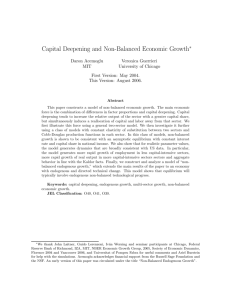 Capital Deepening and Non-Balanced Economic Growth