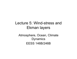 Lecture 5: Wind-stress and Ekman layers