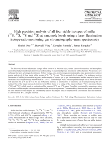 High precision analysis of all four stable isotopes of sulfur ( S, S, S
