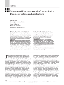 Science and Pseudoscience in Communication Disorders: Criteria