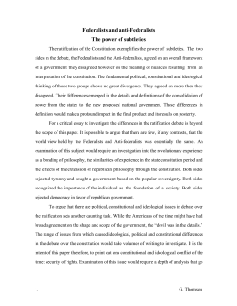 Thematic essay federalism