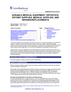 Durable Medical Equipment, Orthotics, Ostomy Supplies, Medical