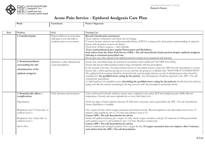 Epidural Analgesia Care Plan