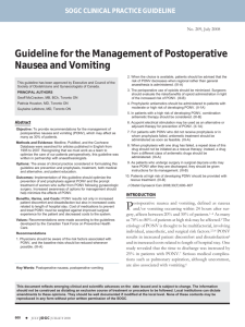 Guideline for the Management of Postoperative Nausea and