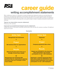 Accomplishment Statements & Action Verbs