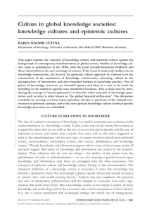 Culture in global knowledge societies: knowledge cultures and