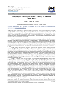 Gary Snyder's Ecological Vision: A Study of Selective Poetic Works