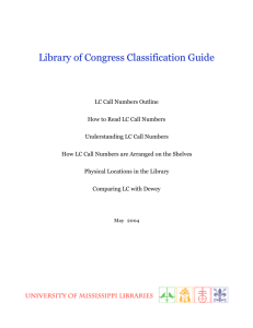 Library of Congress Classification Guide