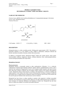 PRODUCT INFORMATION METOPROLOL