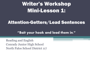 Writer's Workshop Mini-Lesson 1: Attention