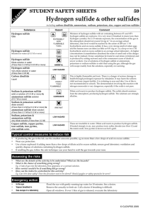Student Safety Sheets - 59 Hydrogen sulfide & other sulfides