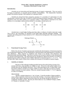 Chem 4563 Organic Qualitative Analysis Alcohols