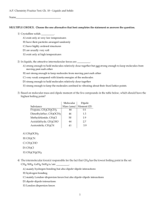 A.P. Chemistry Practice Test: Ch. 10