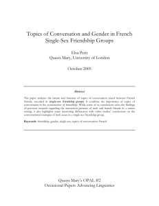 Topics of Conversation and Gender in French Single
