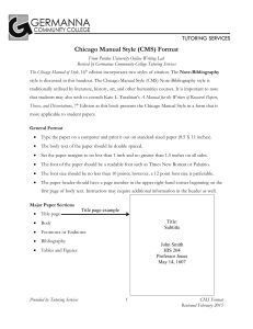 Chicago Manual Style (CMS) Format