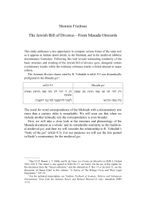 The Jewish Bill of Divorce – from Massada Onwards