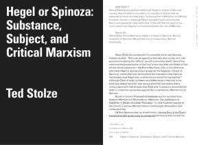 Hegel or Spinoza: Substance, Subject, and Critical Marxism Ted