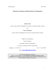 Alienation, Psychology and Human Resource Management