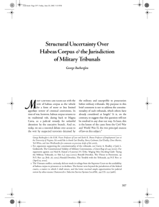 Structural Uncertainty Over Habeas Corpus the Jurisdiction of