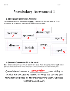 Vocabulary Assessment 1