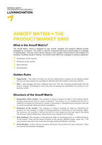 ANSOFF MATRIX = THE PRODUCT/MARKET GRID