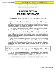 January - New York State Regents Earth Science