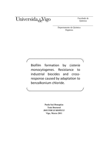 Biofilm formation by Listeria monocytogenes. Resistance to