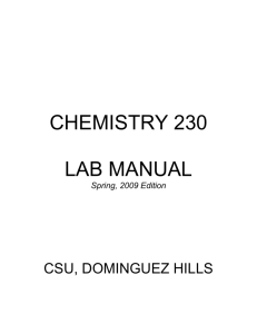 chemistry 230 lab manual - California State University, Dominguez