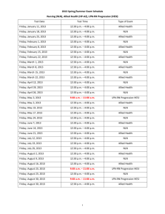 2013 Spring/Summer Exam Schedule Nursing (NLN)