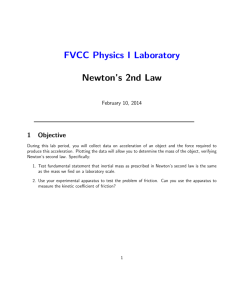 FVCC Physics I Laboratory Newton's 2nd Law