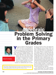 Algebraic Problem Solving in the Primary Grades