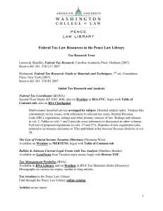Federal Tax Law Resources in the Pence Law Library