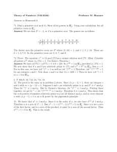 Theory of Numbers (V63.0248) Professor M. Hausner Answers to